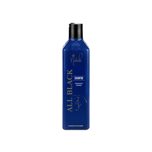 Nathalie All Black Shampoo är ett schampoo som är speciellt framtaget för tvätt av svarta hästar och kan användas dagligen! Schampot löser upp fett och smuts!