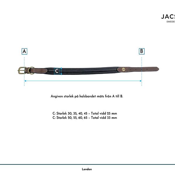 Jacson London Hundhalsband är ett exklusivt och tidlöst hundhalsband som är designat för maximal komfort och stil!