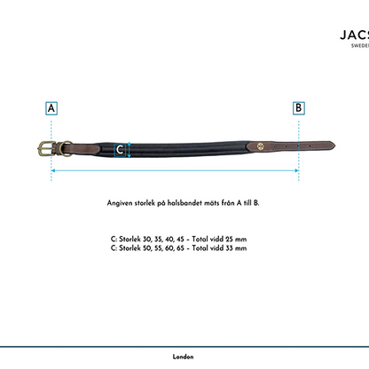 Jacson London Hundhalsband är ett exklusivt och tidlöst hundhalsband som är designat för maximal komfort och stil!