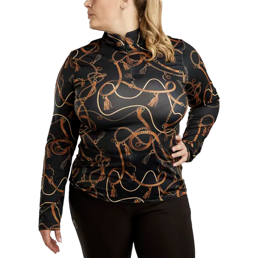 Montar Haily Långärmad Polotröja Curve är en elegant och funktionell ridtröja som är designad för ryttare som vill kombinera mode med maximal komfort.